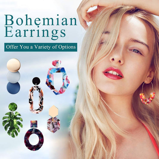 25 Pairs Acrylic Resin Statement Earrings Set for Women Mottled Hoop Fashion Drop Dangle Jewelry Hypoallergenic for Sensitive Ears