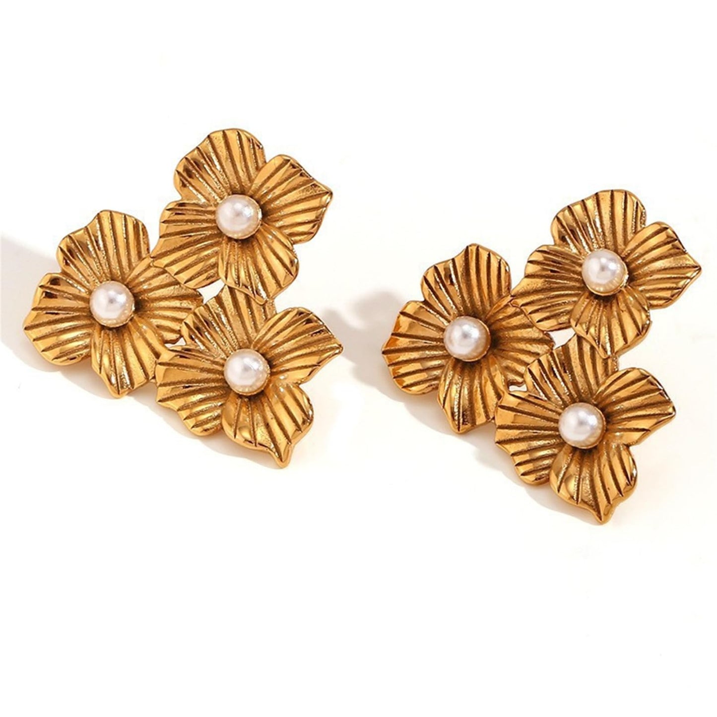 Gold Flower Statement Earrings for Women, Large Chunky Bohomian Summer Beach Floral Earring, Irregular Bold Exaggerated Earrings