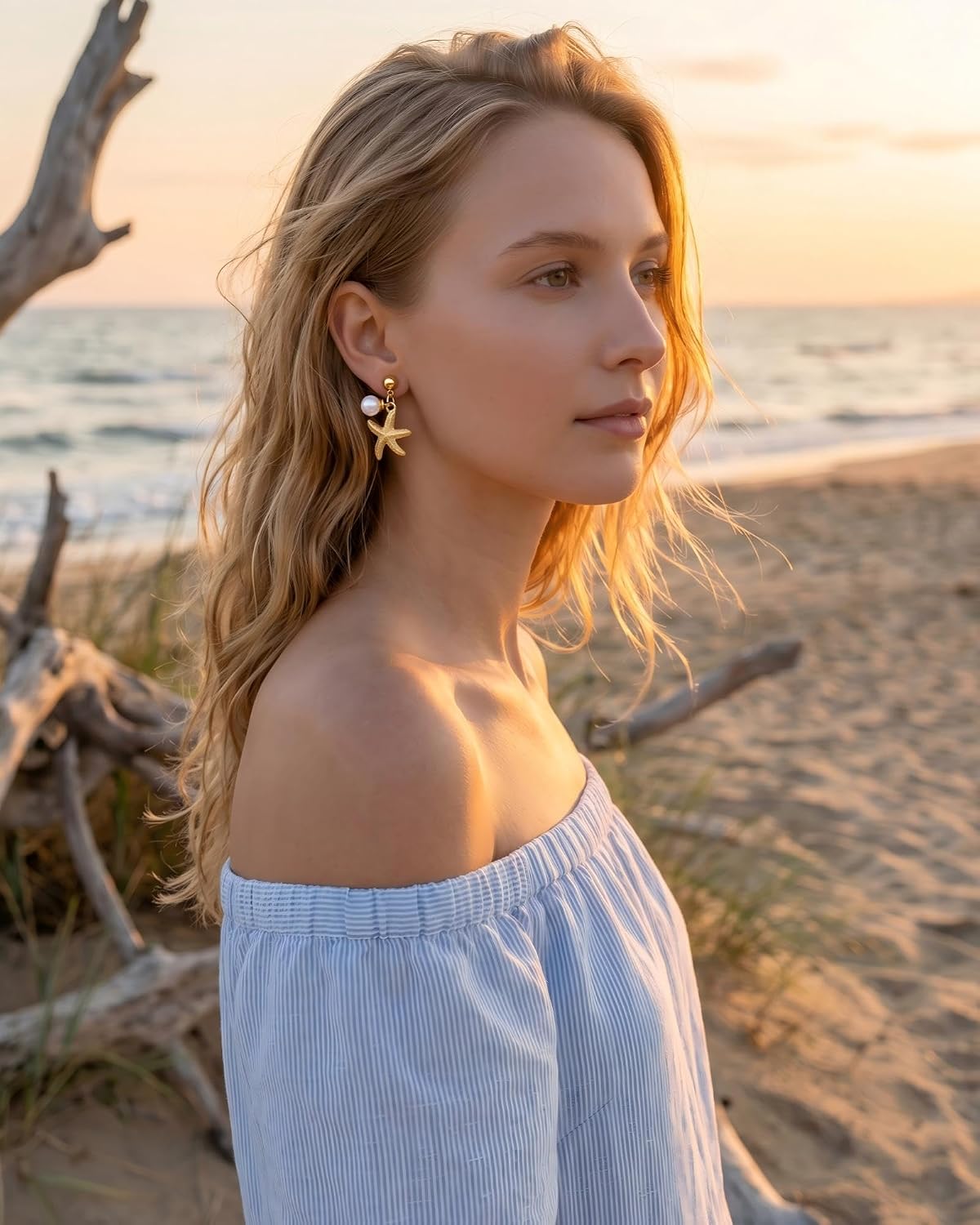 Seashell Starfish Earring for Women | 3 Pairs Ocean Seashell Earring, Summer Beach Vacation Jewelry Accessories