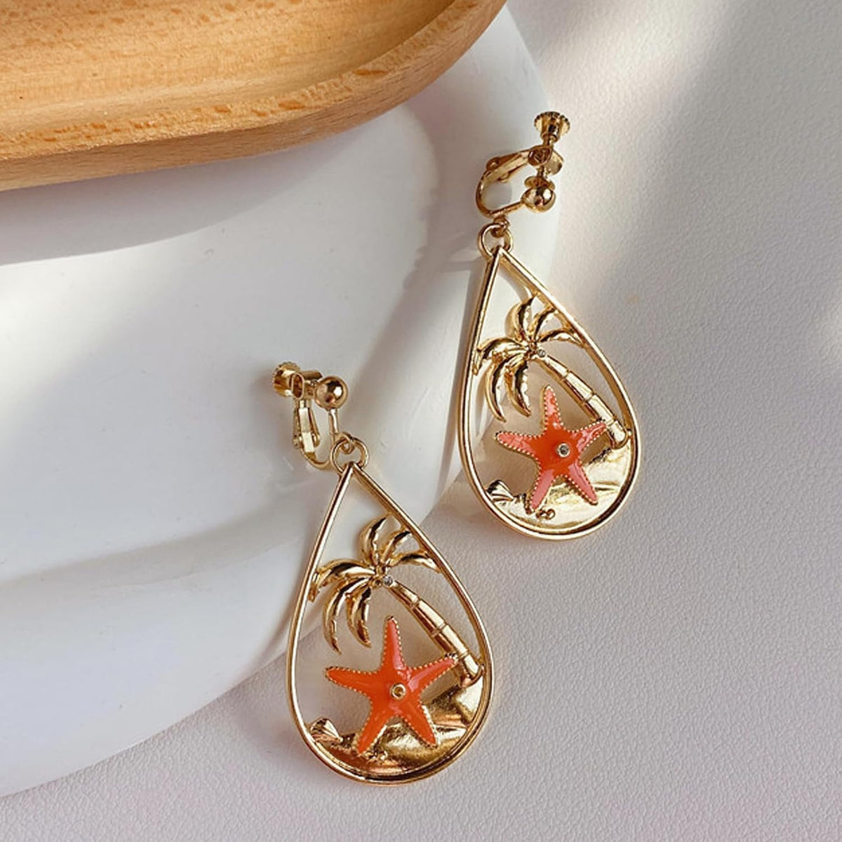 Seashell Starfish Earrings for Women Pearl Drop Beach Jewelry Ocean Themed Accessories for Tropical Vacation Outfits Summer Beachy Style Enhancer Boho Cruise Wear Sea Shell Dangle Dainty Statement
