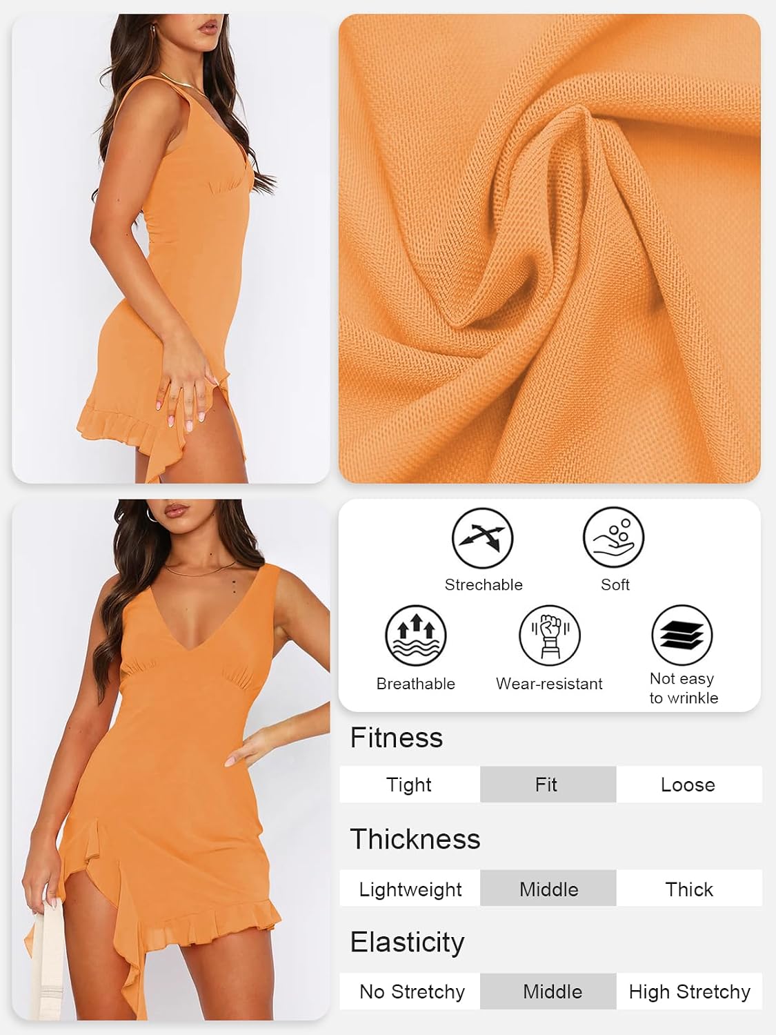 MIYIEONZ Women Summer Mini Dress Formal Short Wedding Guest Dresses | Mesh,Sleeveless,V neck,Backless,Hight Slit,Ruffle,Bodycon Short Dress,Flowy Y2k,Spring,Cocktail Club Sunset Going Out Outfits