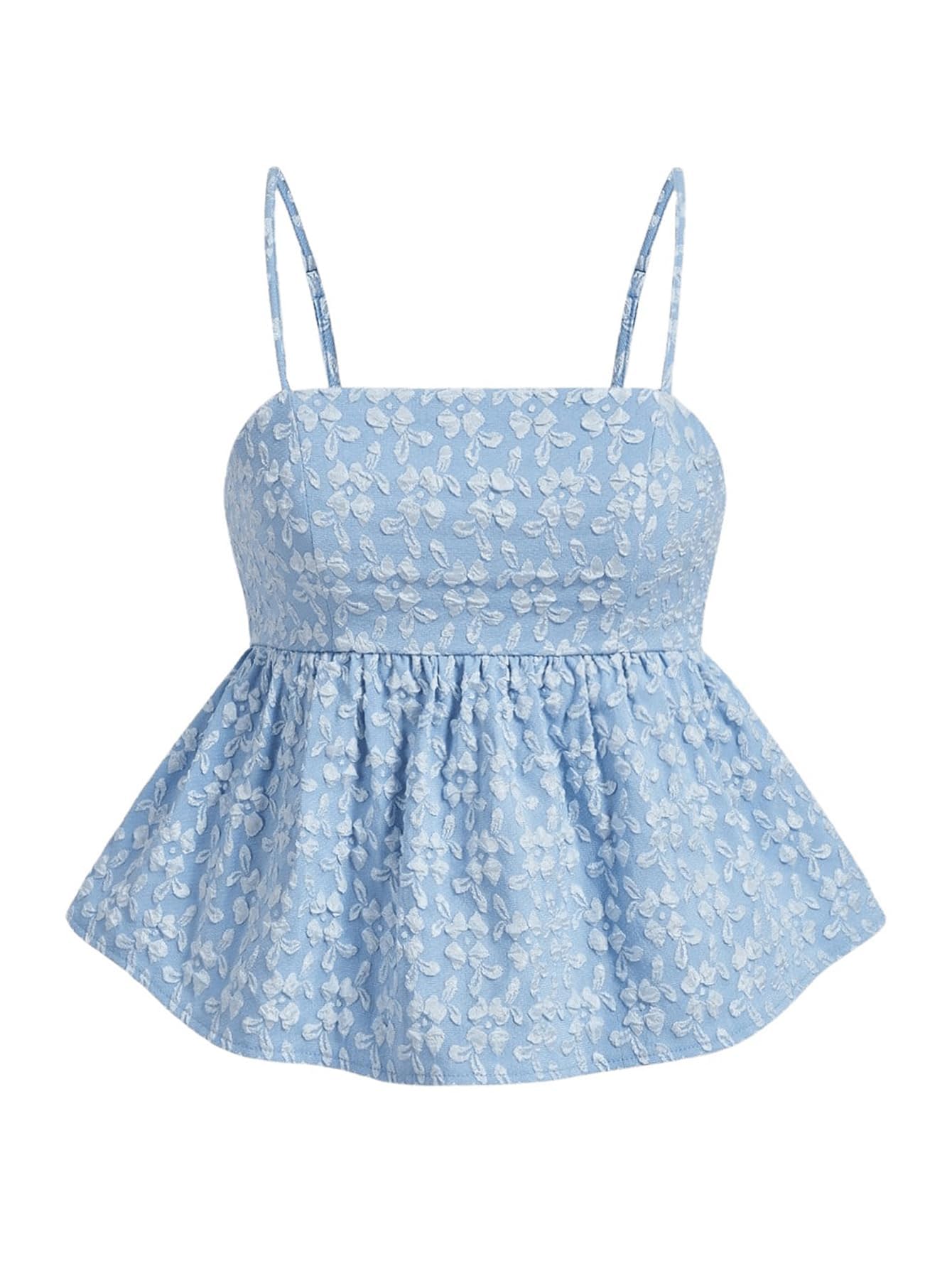 SOLY HUX Summer Babydoll Top for Women Y2k Peplum Cami Crop Tank Tops | Cute, Going Out Outfits, Flowy, Ruffle, Spaghetti Strap