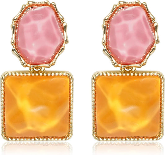 Acrylic Earrings for Women Asymmetrical Resin Dangle Drop Earrings Boho Water Ripple Earring