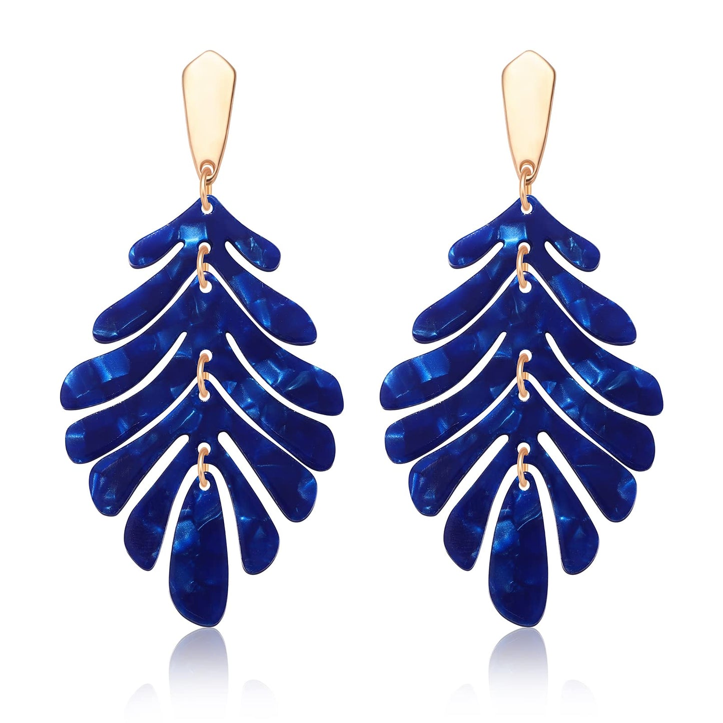 Acrylic Pendant necklace Earrings – Long Statement Leaf Charm Necklace Tortoise Resin Palm Leaf Earrings Fashion Necklaces Earrings for Women