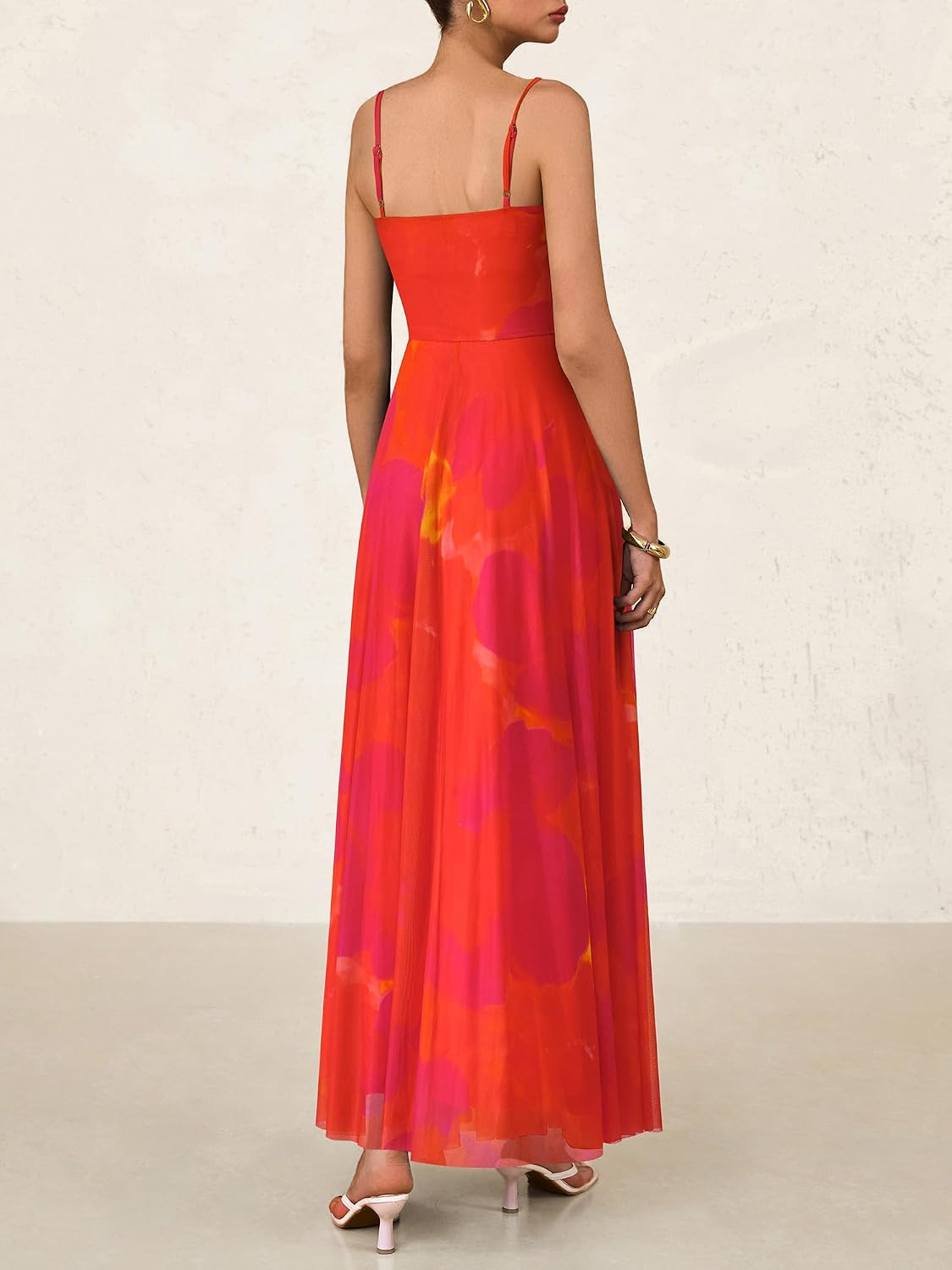 BTFBM Women Summer Maxi Dresses Elegant Wedding Guest Dress | Cowl Neck,Spaghetti Strap,Mesh,Floral,A-Line,Flowy,Party,Cocktail,Homecoming,Graduation,Sundress,Prom,Beach Long Dresses