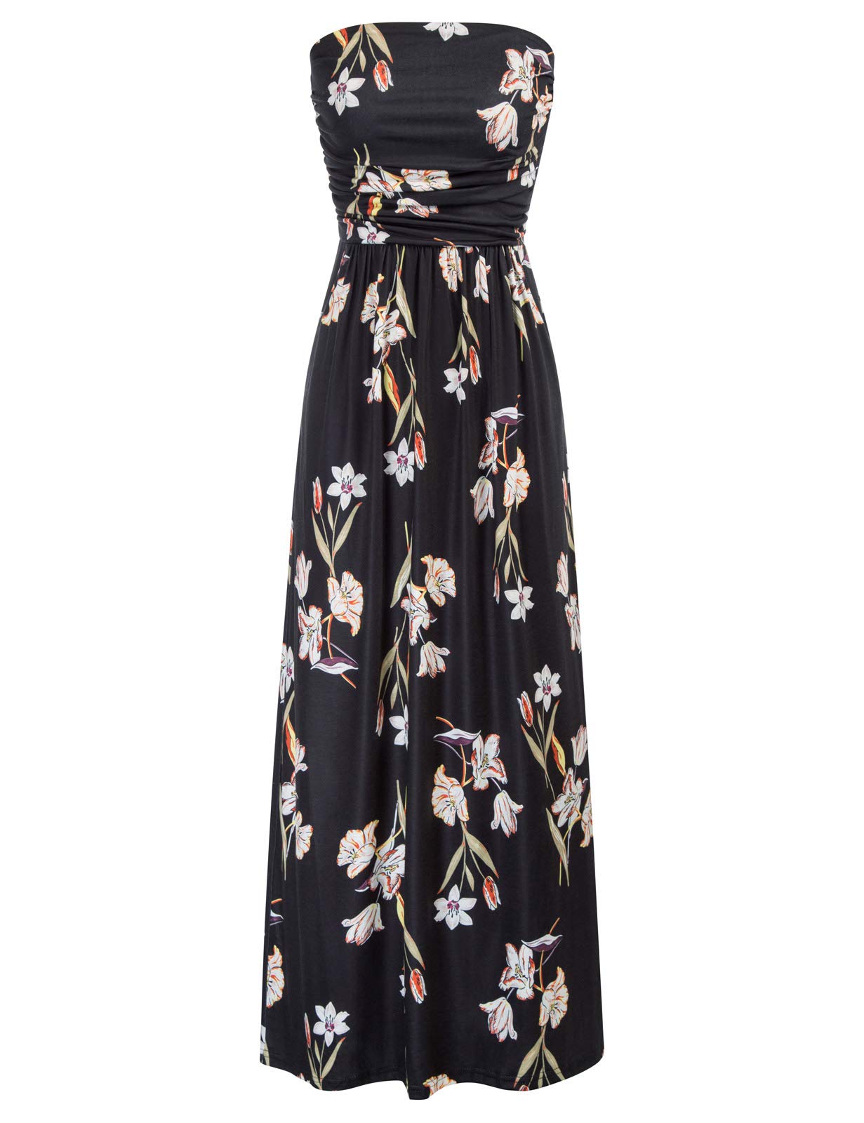 GRACE KARIN Women Strapless Dress Casual Loose Ruched Long Maxi Dress with Pockets