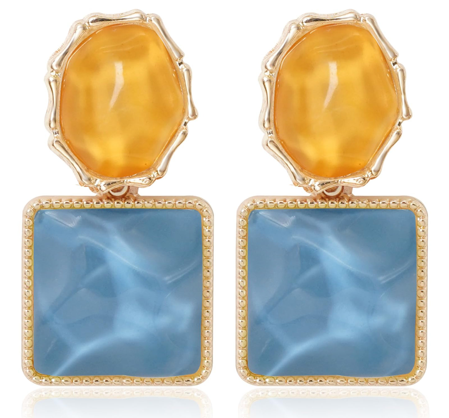 Acrylic Earrings for Women Asymmetrical Resin Dangle Drop Earrings Boho Water Ripple Earring