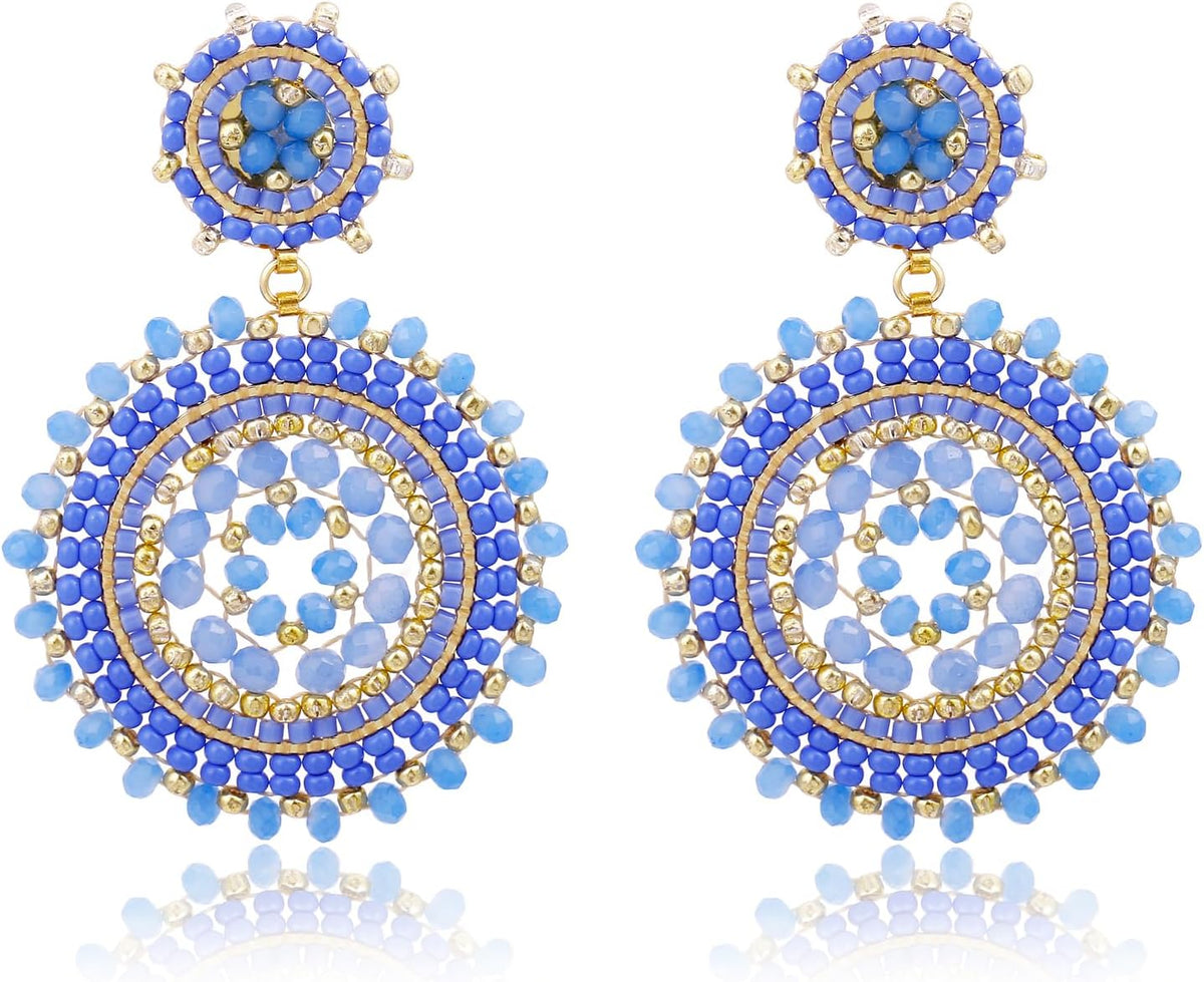 Beaded Earrings For Women Seed Bead Summer Beach Boho Statement Dangle Handmade Earrings Jewelry