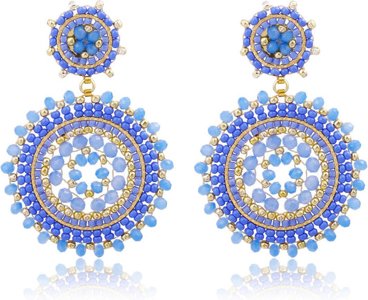 Beaded Earrings For Women Seed Bead Summer Beach Boho Statement Dangle Handmade Earrings Jewelry