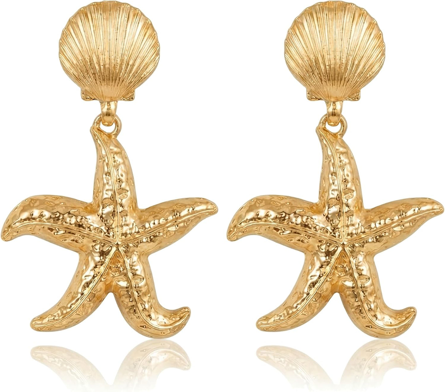 Chunky Gold Earrings for Women Trendy Statement Starfish Earrings | Hypoallergenic Earrings,Waterproof Earrings,Gold Earrings for Sensitive Ears Women,Dangle Earrings,Beach Earrings for Women