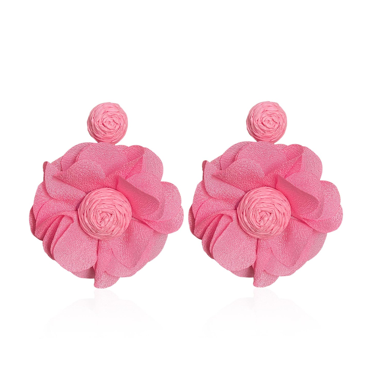 Rattan Flower Drop Earrings Raffia Dangle Boho Statement Earrings for Women