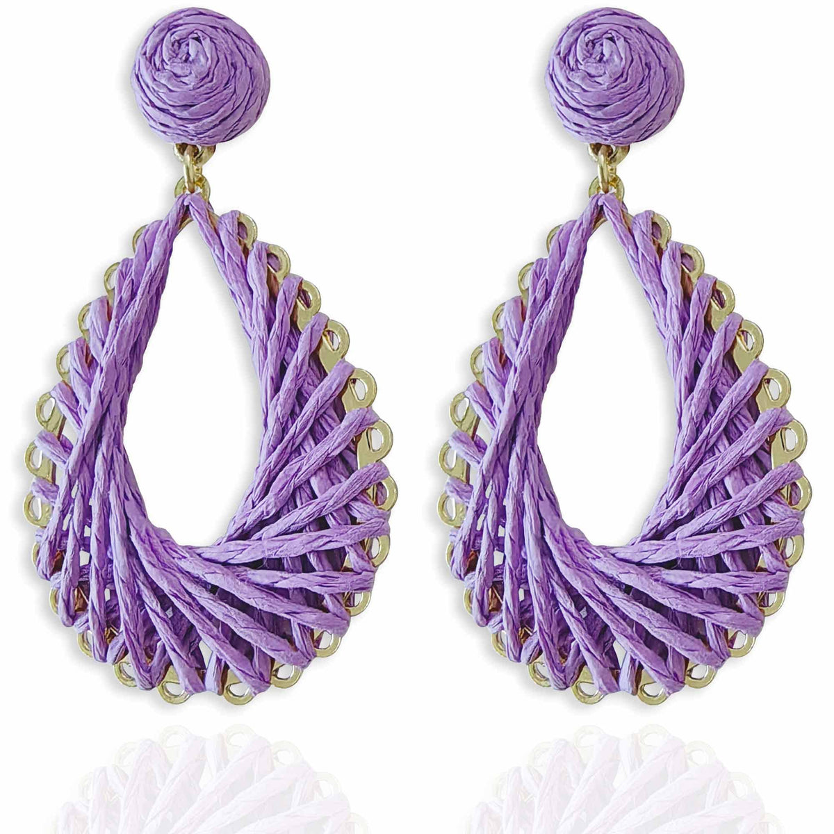 Boho Rattan Drop Earrings Women Raffia Teardrop Earrings Dangle Handmade Hot Pink Summer Earrings Jewelry