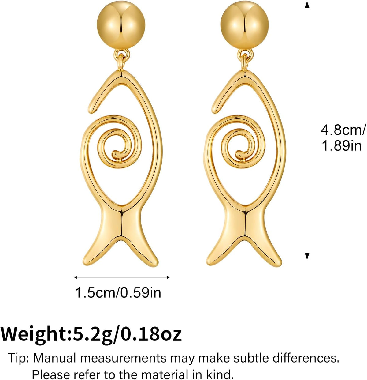 Gold Fish Drop Earrings Summer Beach Earrings for Women Simple Trendy Dainty Ocean Jewelry for Gifts