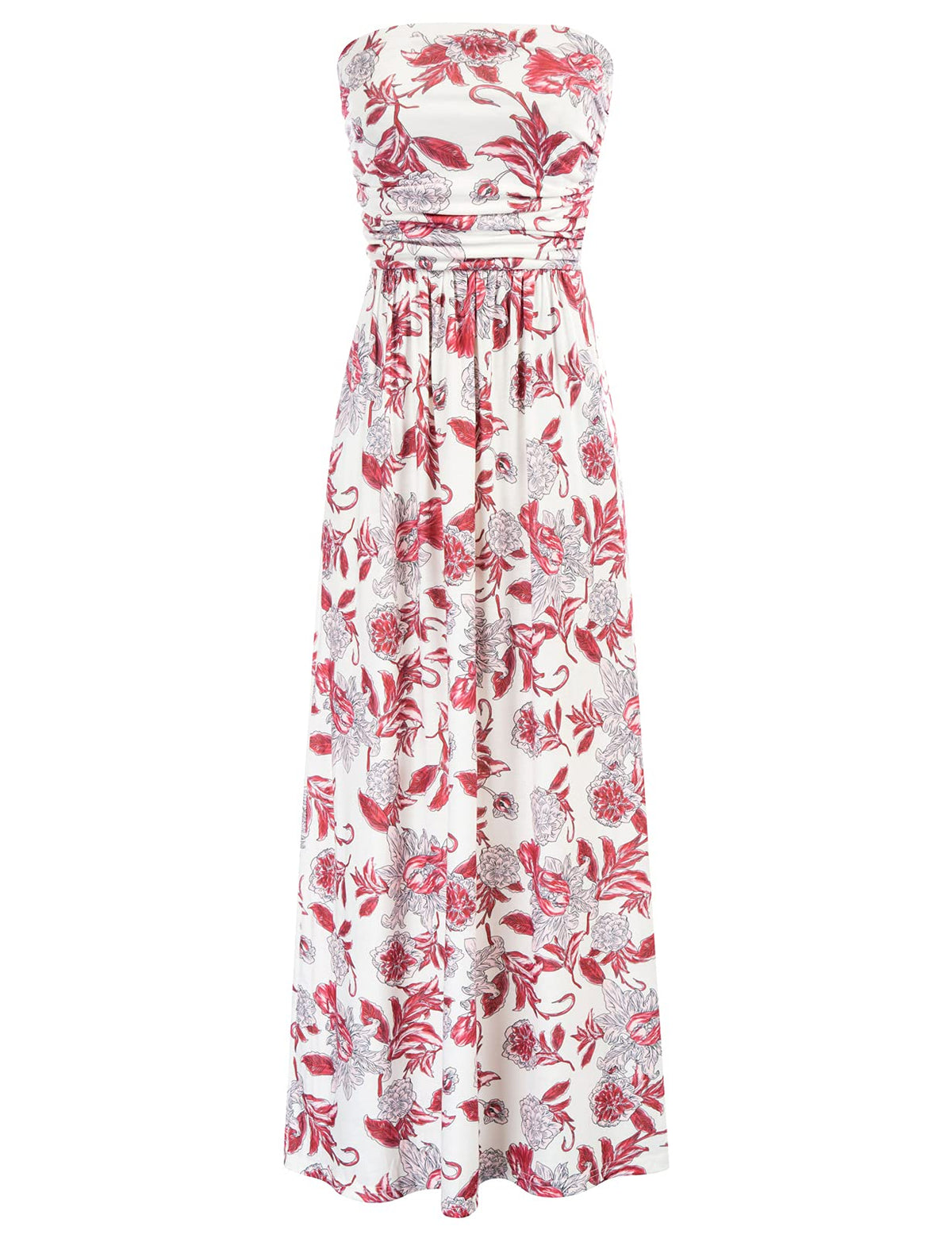 GRACE KARIN Women Strapless Dress Casual Loose Ruched Long Maxi Dress with Pockets