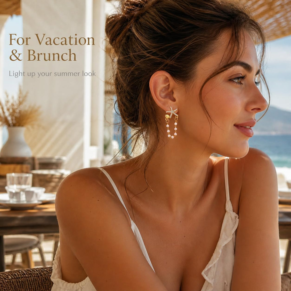 Starfish Seashell Pearl Dangle Earrings Tropical Vacation Outfits for Women Beach Outfit Jewelry Summer Ocean Dress Coastal Jewelry Accessories