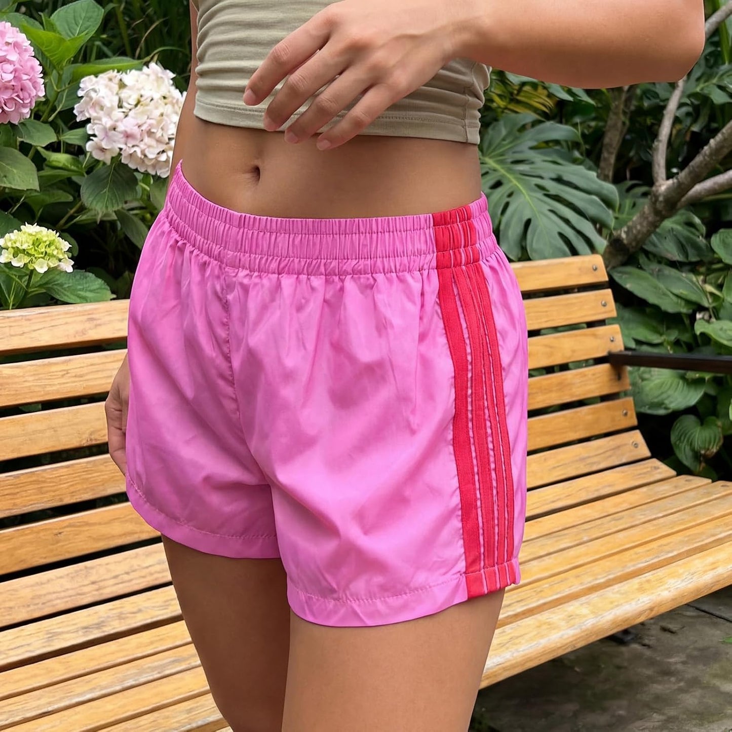 UAURORAO Women Striped Athletic Shorts Y2k Cute Track Sweat Shorts