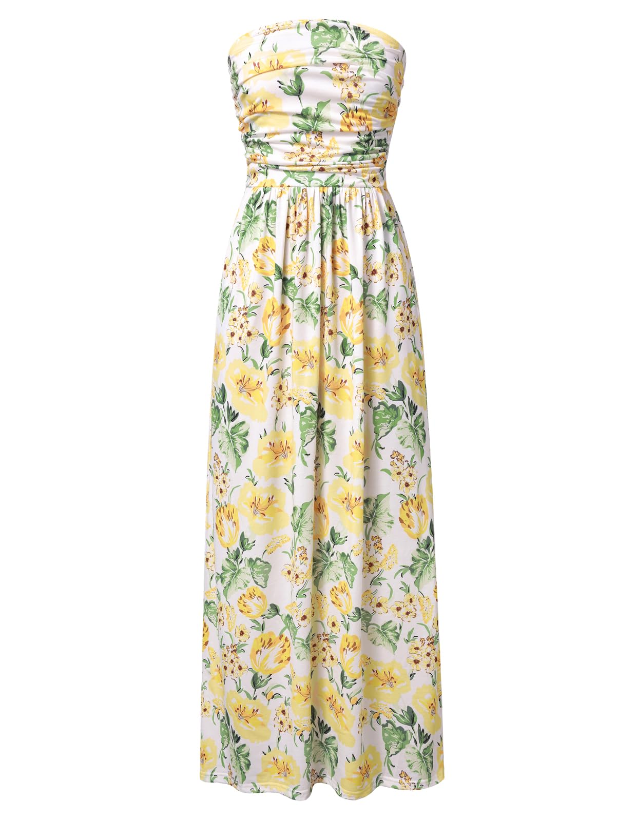 GRACE KARIN Women Strapless Dress Casual Loose Ruched Long Maxi Dress with Pockets
