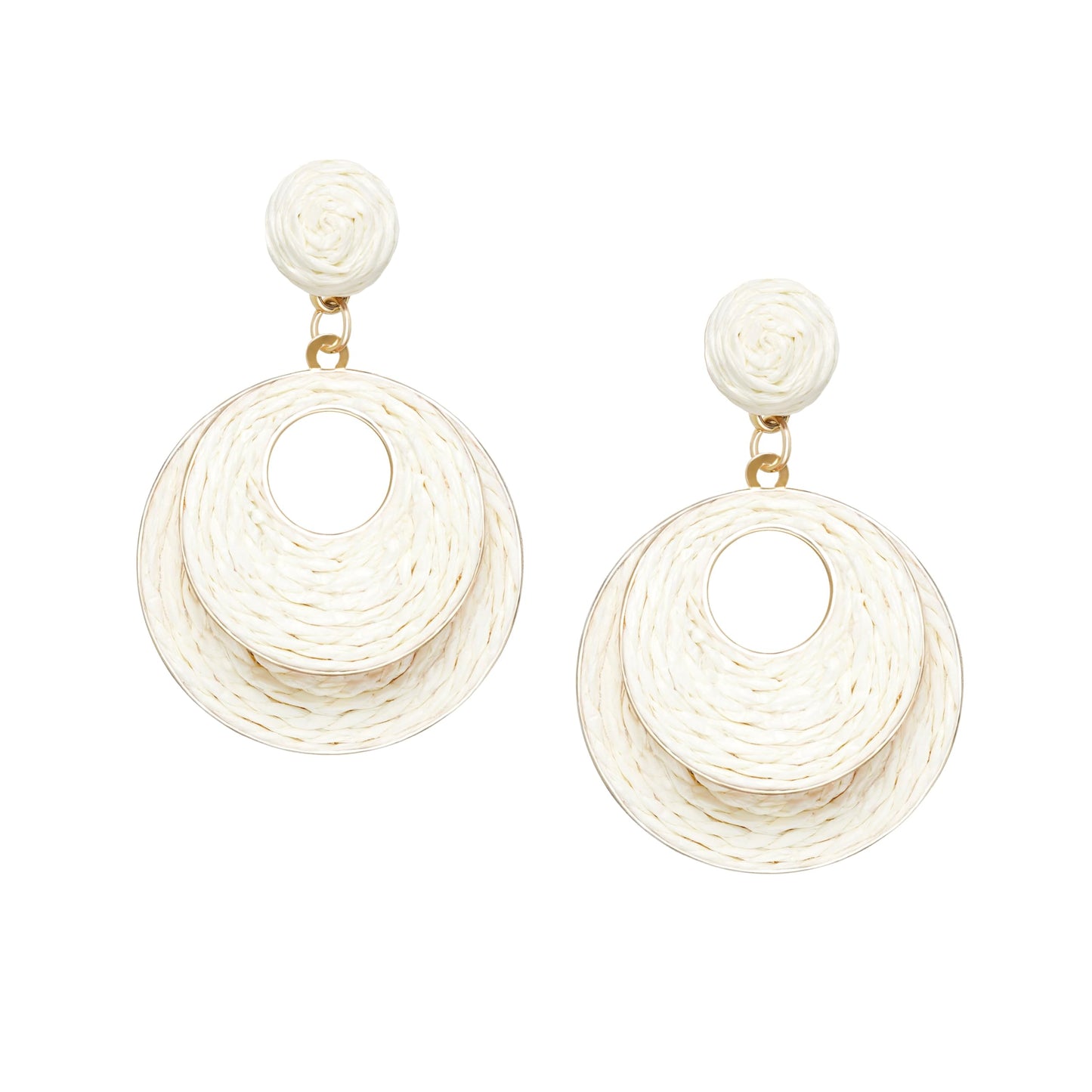 Raffia Hoop Earrings for Women - Boho Straw Wiker Dangle Drop Earrings for Summer Beach, Bohemian Trendy Rattan Jewelry