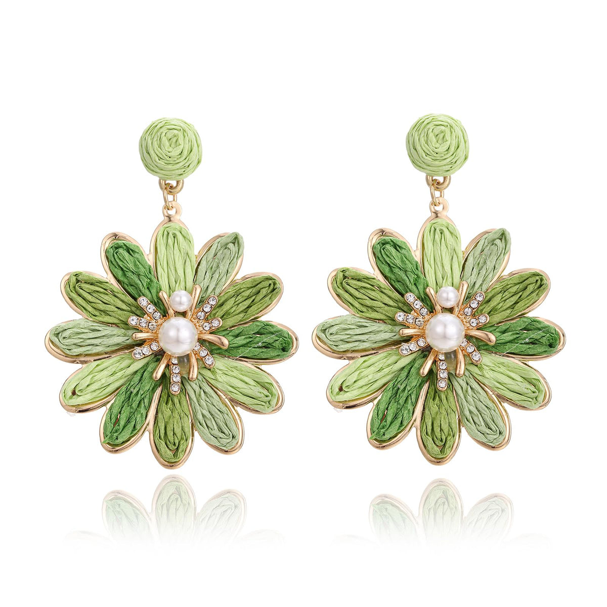 RUOFFETA Boho Raffia Flower Earrings for Women – Lightweight Dangle Jewelry, Summer Beach Vacation Accessories