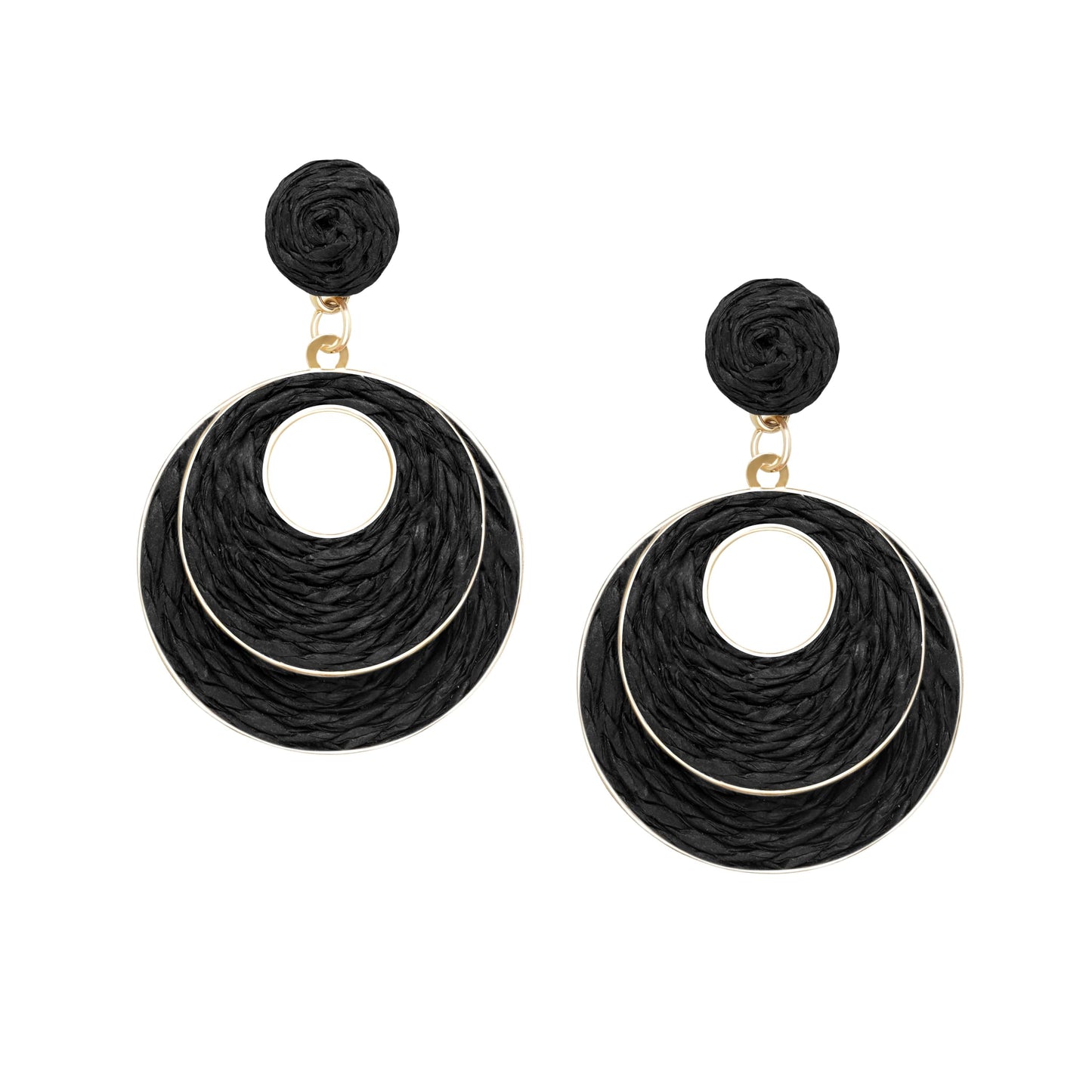 Raffia Hoop Earrings for Women - Boho Straw Wiker Dangle Drop Earrings for Summer Beach, Bohemian Trendy Rattan Jewelry