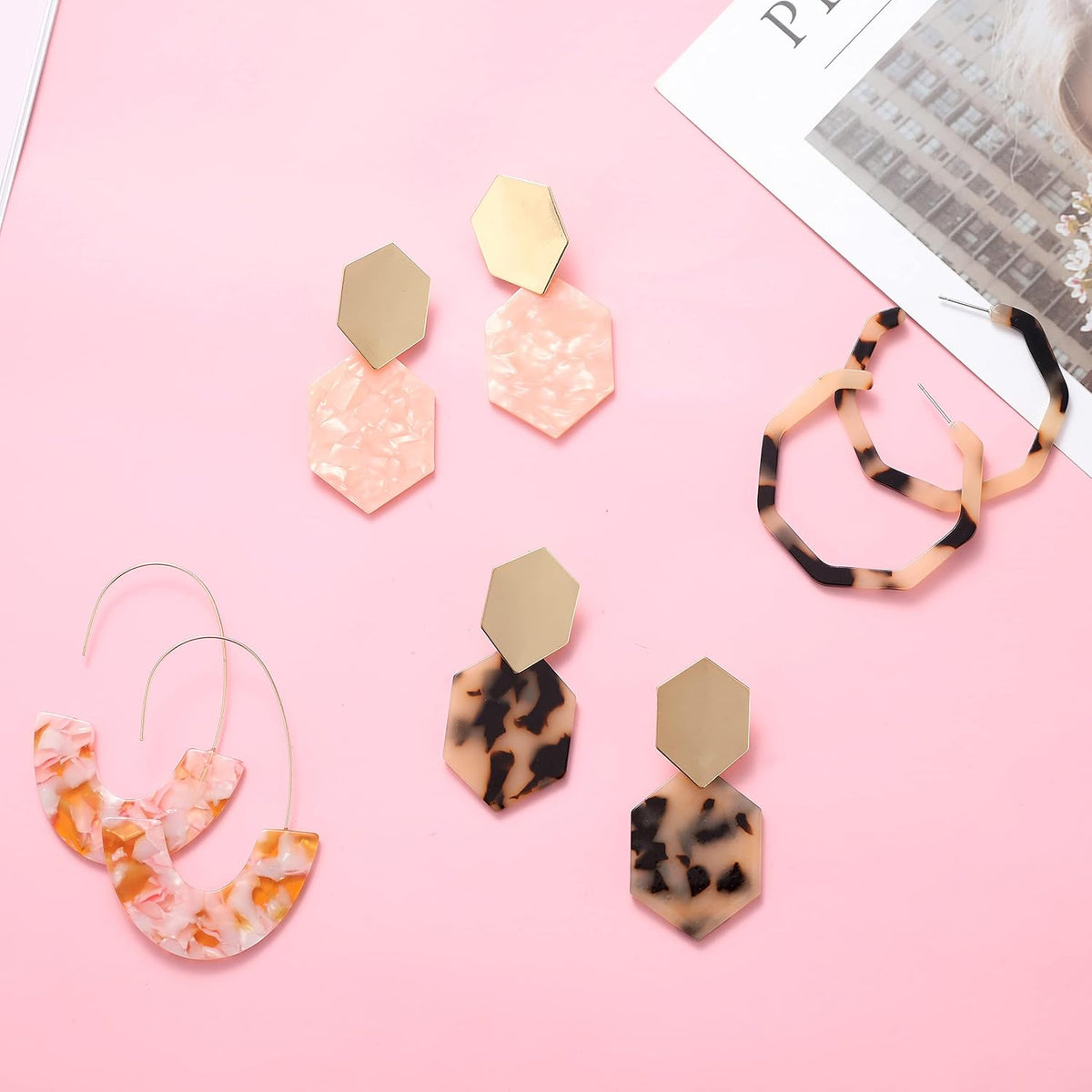 Vacation Statement Earrings for Women Acrylic Rattan Earrings | Summer Beach Earrings