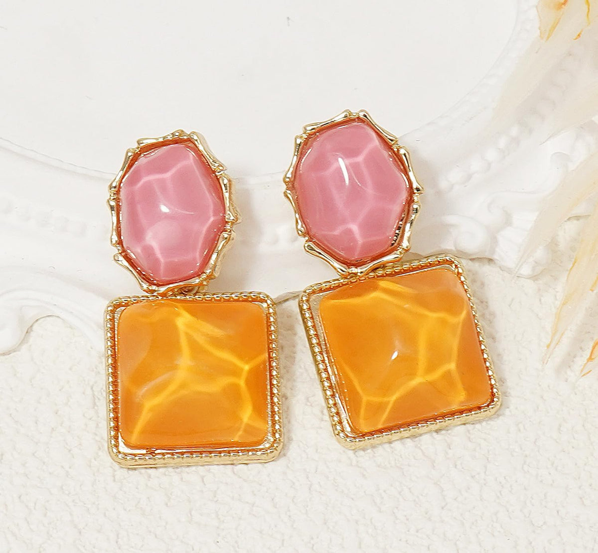 Acrylic Earrings for Women Asymmetrical Resin Dangle Drop Earrings Boho Water Ripple Earring