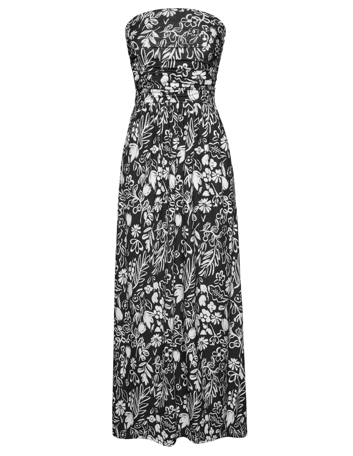 GRACE KARIN Women Strapless Dress Casual Loose Ruched Long Maxi Dress with Pockets