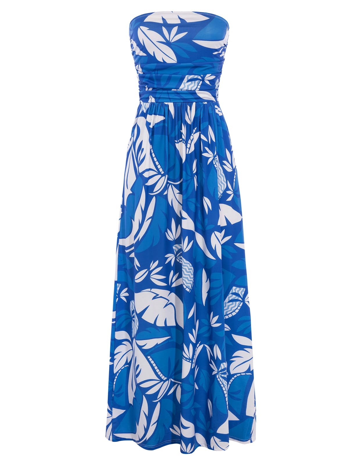 GRACE KARIN Women Strapless Dress Casual Loose Ruched Long Maxi Dress with Pockets