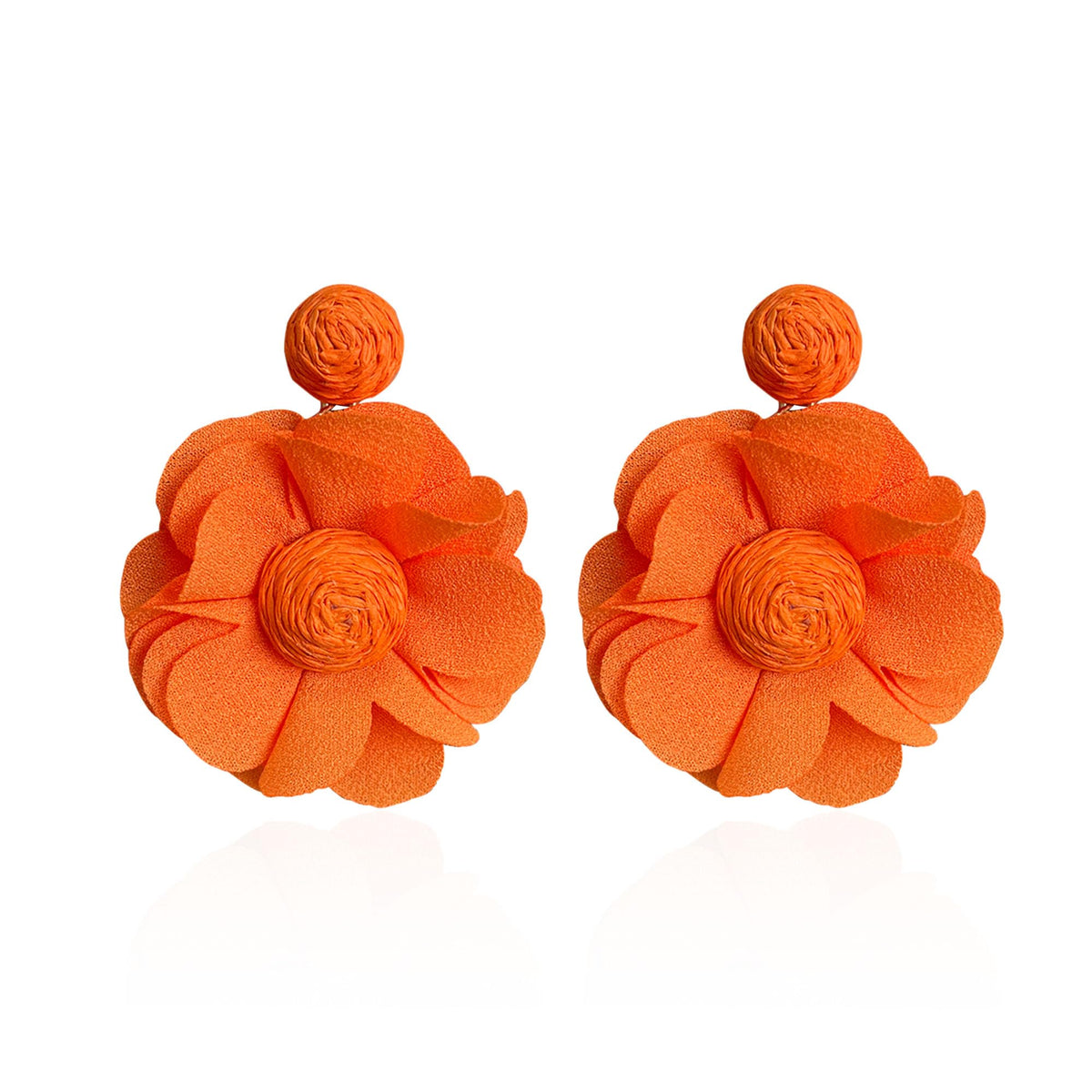 Rattan Flower Drop Earrings Raffia Dangle Boho Statement Earrings for Women