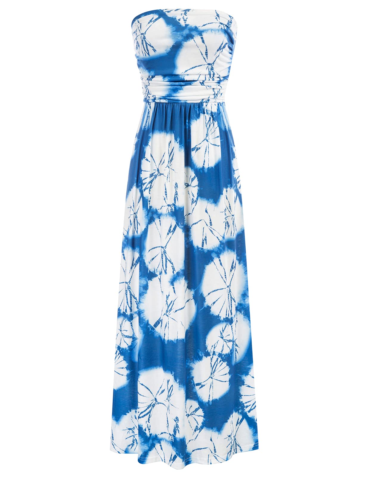 GRACE KARIN Women Strapless Dress Casual Loose Ruched Long Maxi Dress with Pockets
