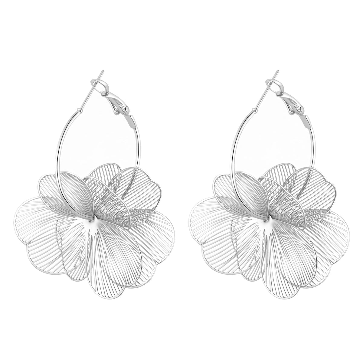 Dangle Elegant 3D Floral Earrings for Party Vacation Boho Statement Trendy Hoop Earring Flower Drop Earrings Jewelry Women