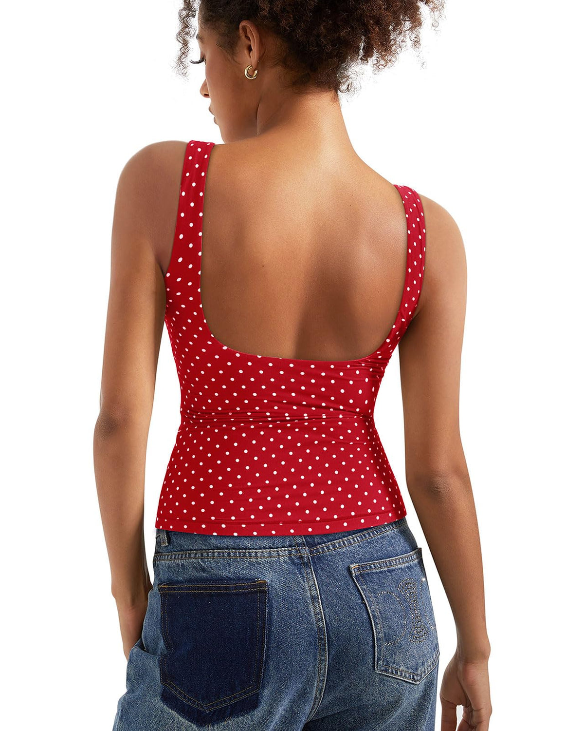 SUUKSESS Women Padded Open Back Boat Neck Tank Top Double Lined Basic Shirt | Backless Sleeveless Built in Bra Tops Slim Fitted Summer Going Out Top