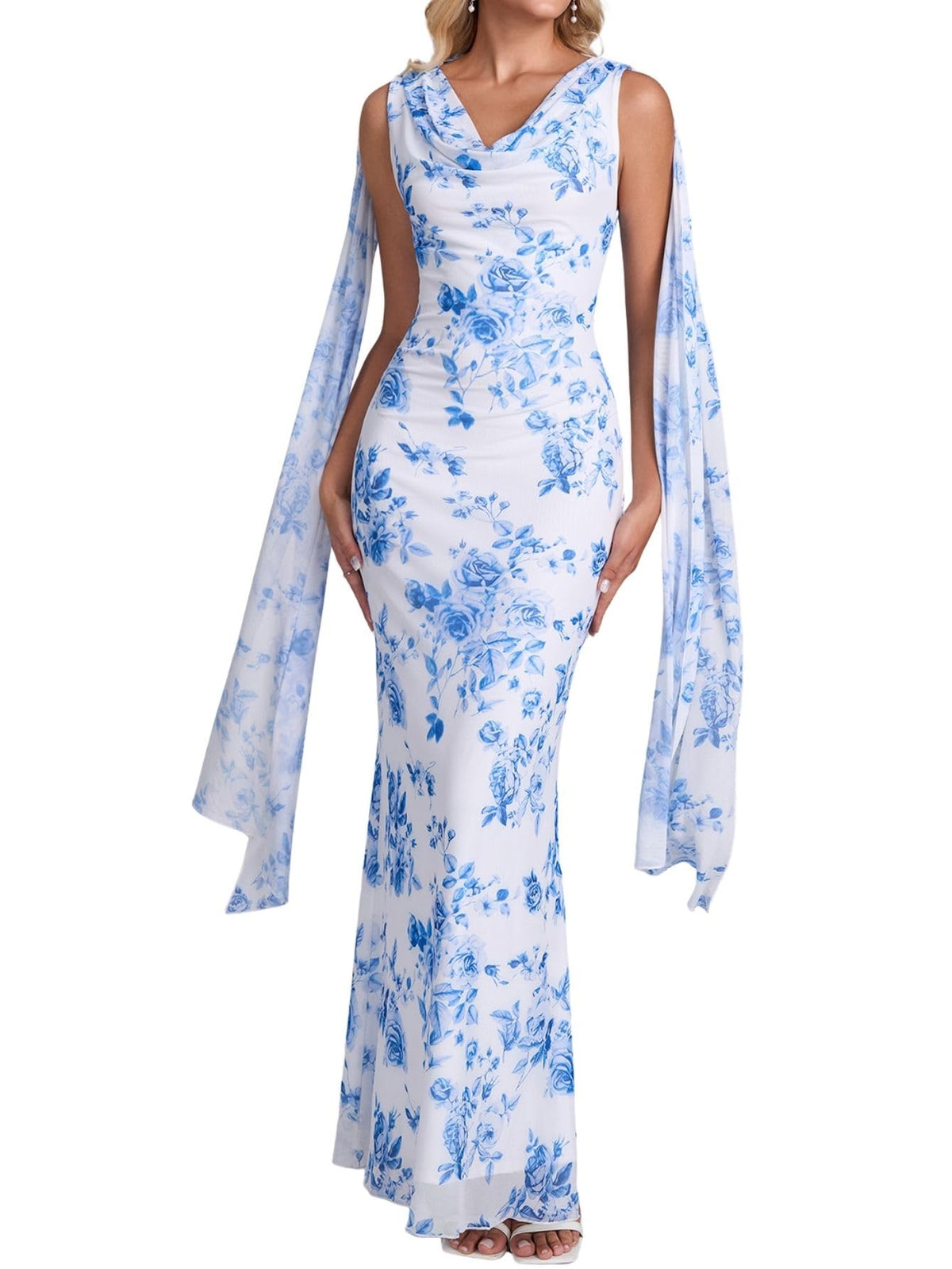 Parthea Women's Summer Formal Wedding Guest Dresses | Sleeveless Backless Maxi Bodycon Dress Long Elegant Evening Party Cocktail Grown