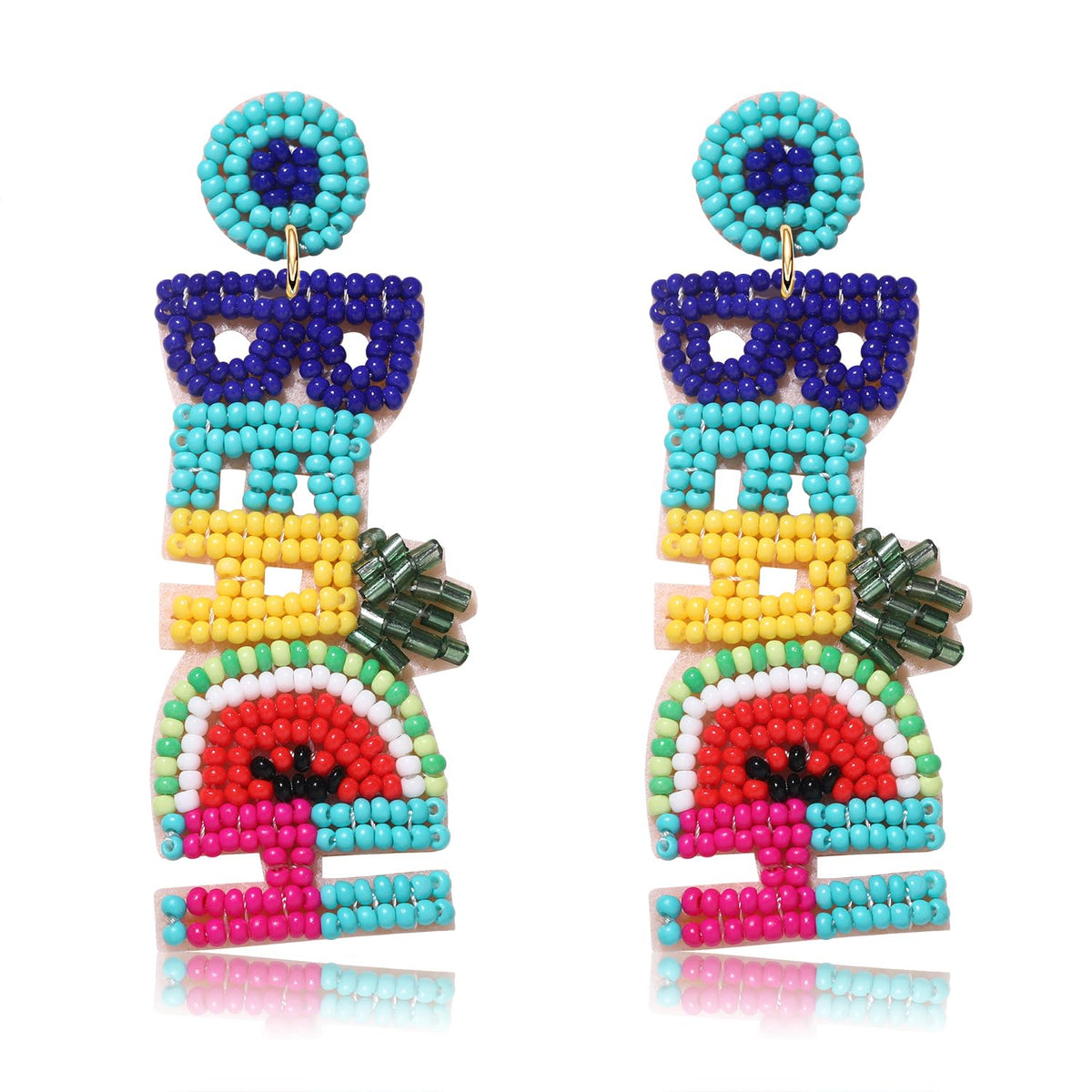 Beaded Earrings for Women, Summer Dangle Earrings Statement Pineapple Watermelon Earrings Summer Beach Vibes Accessory Bohemia Vacation Jewelry Gifts
