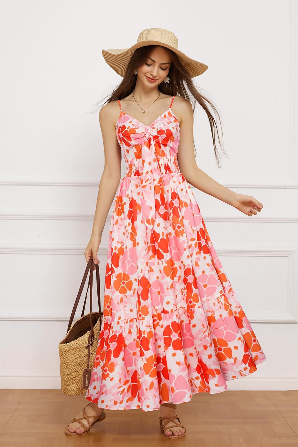 GRACE KARIN Womens Summer Floral Maxi Dresses 2026 Long Flowy Boho Dress Beach Vacation Sundresses Casual Clothes with Pocket