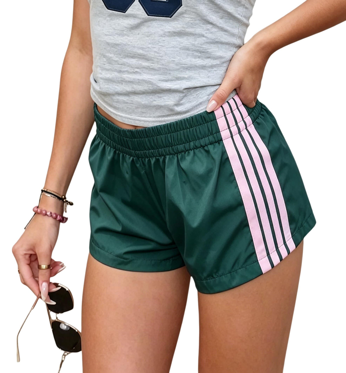 UAURORAO Women Striped Athletic Shorts Y2k Cute Track Sweat Shorts