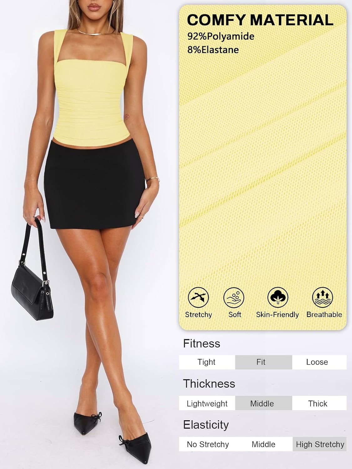 MIYIEONZ Mesh Going Out Tops for Women Summer Corset Tank Top | Mesh,Double Lined,Side Ruched,Sleeveless,Cinched Waist,Fitted,Tight Tank Tops,Y2k Trendy,Spring,Concert Date Night Clothes