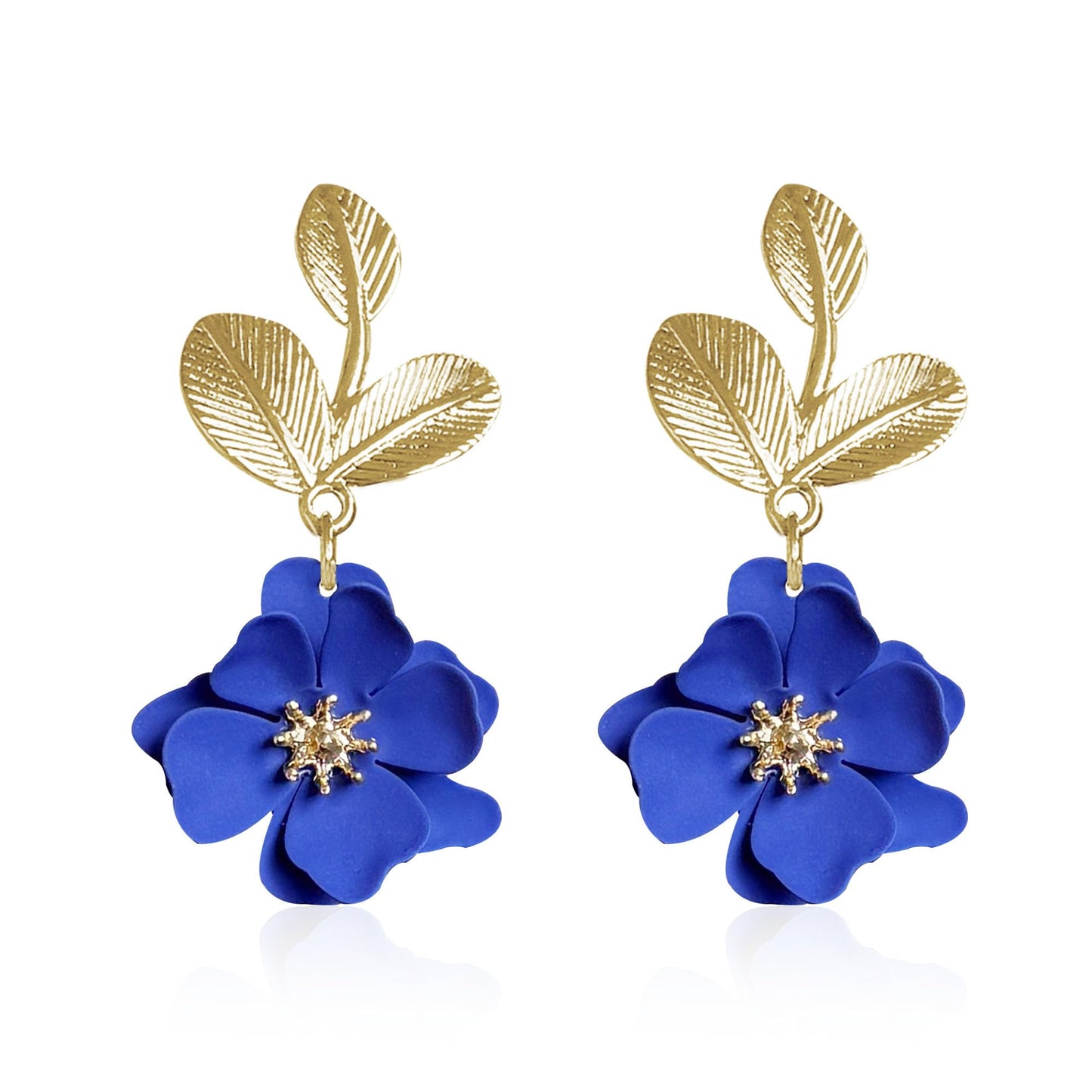 Boho Flower Earrings for Women Cute Dangle Drop Gold Leaf Floral Studs Hook Statement Jewelry Sweet Earrings