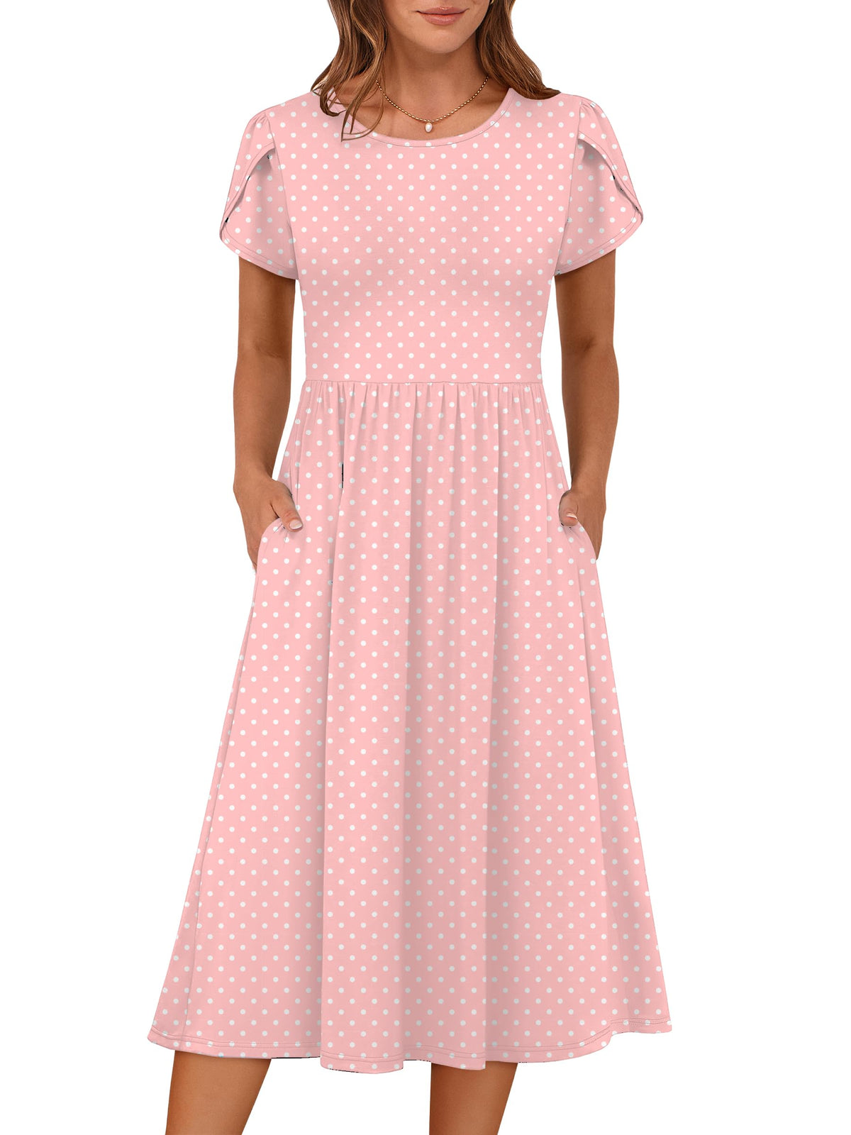 ANRABESS Women's Summer Short Sleeve A-Line Midi Dresses Casual Floral T-Shirt Dresses Flowy Beach Sundress with Pockets