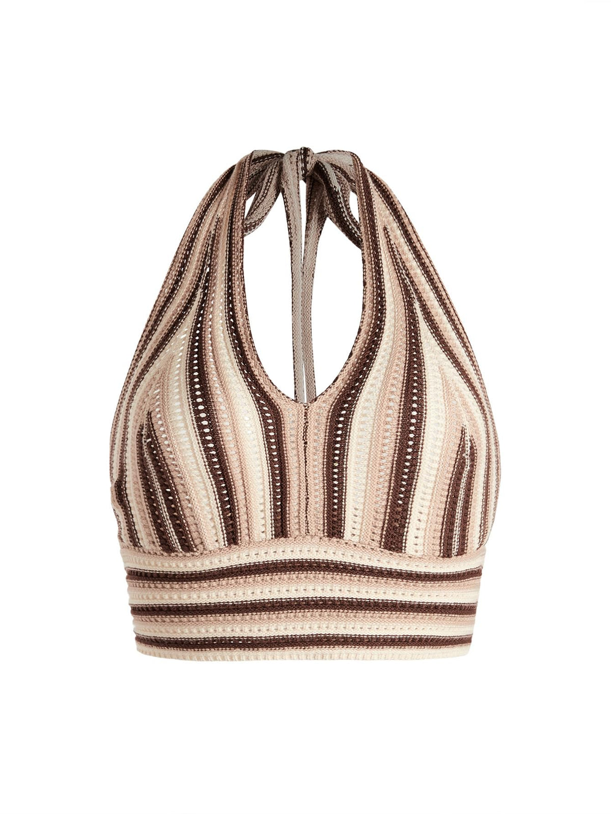 Verdusa Women's Crochet Tops Summer Striped Crop Halter Top Concert Outfit | Backless, V Neck, 70s Outfits for Women, Going Out, Y2k Clothes, Hawaiian Shirts, Cute Top