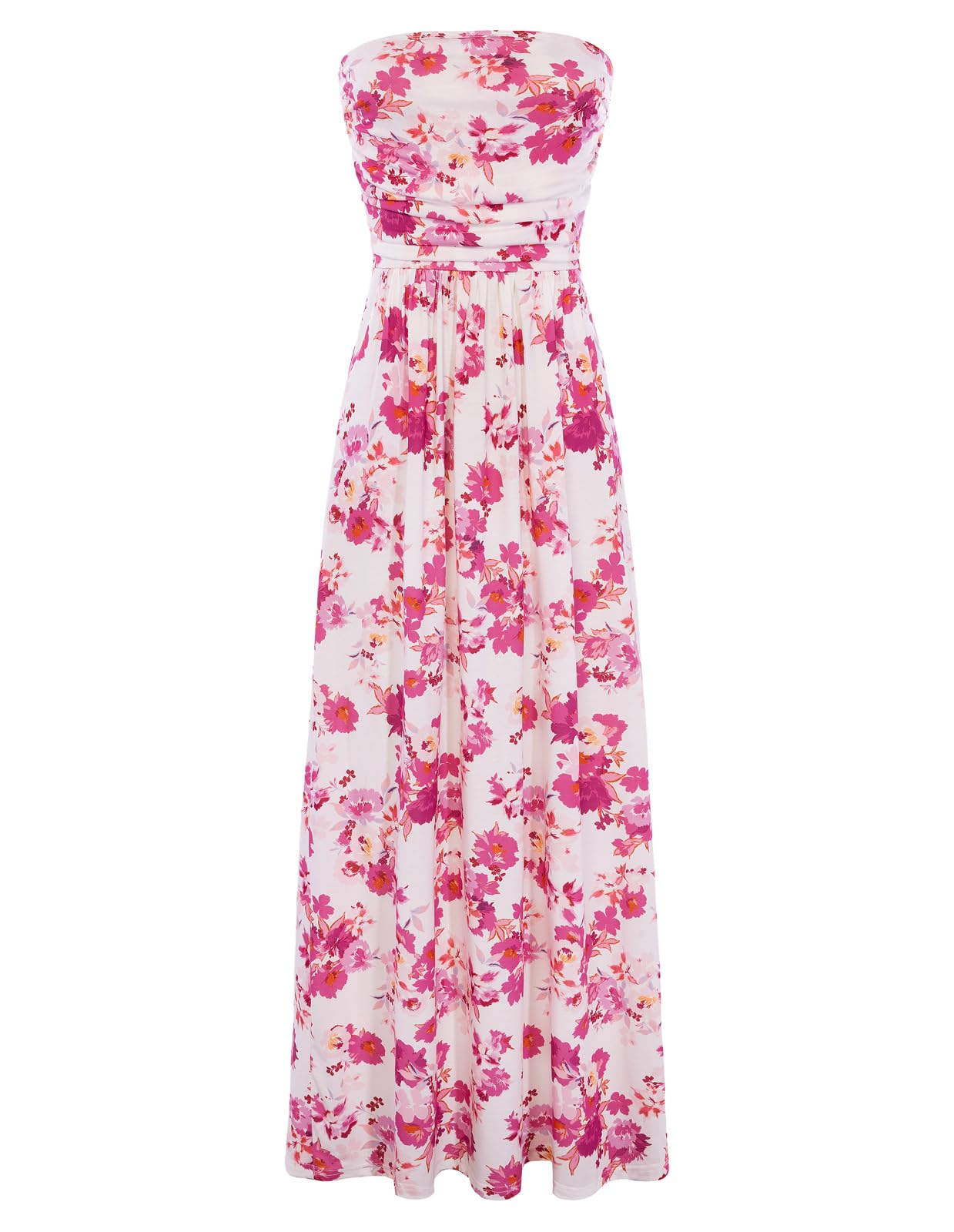 GRACE KARIN Women Strapless Dress Casual Loose Ruched Long Maxi Dress with Pockets