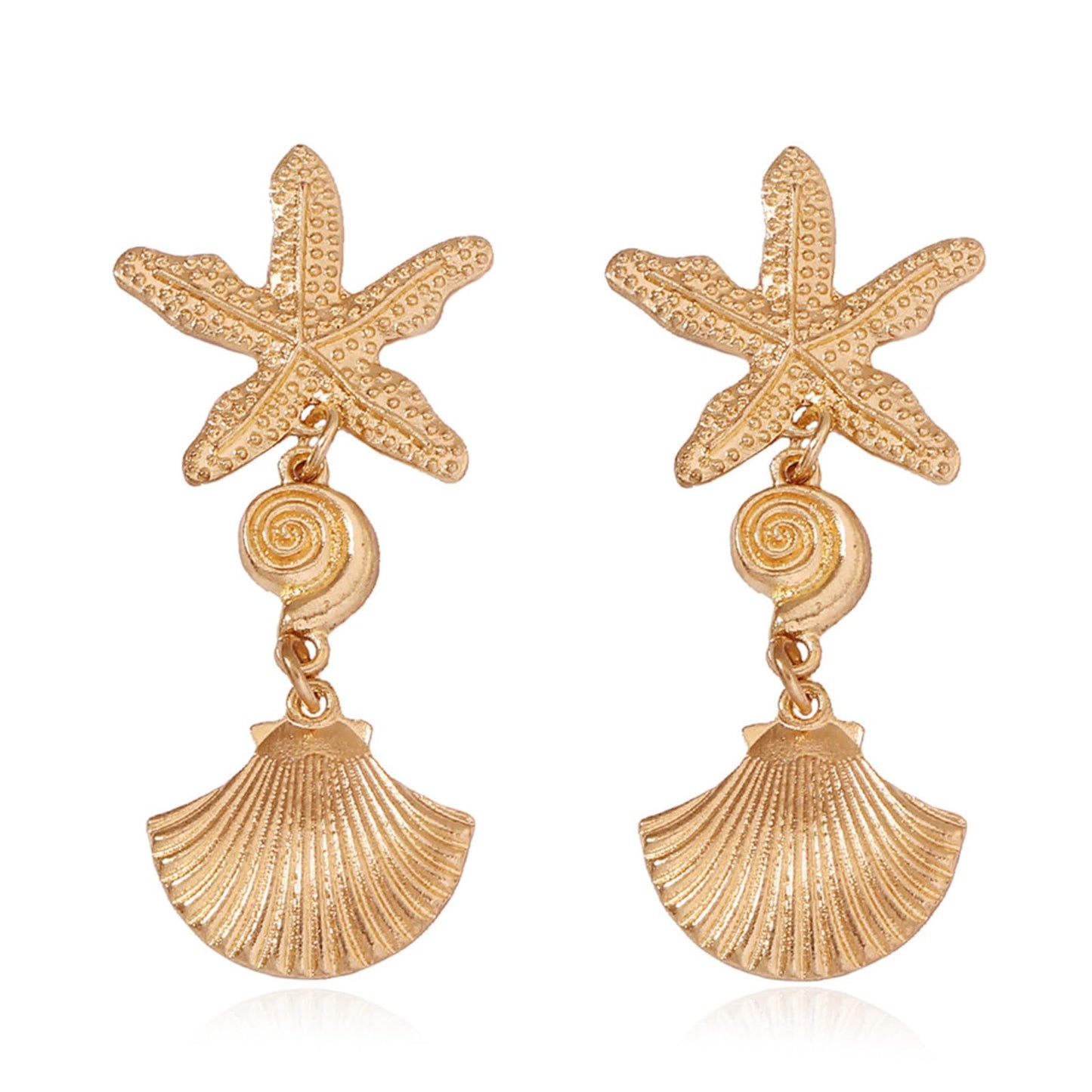 Seashell Starfish Earrings for Women Pearl Drop Beach Jewelry Ocean Themed Accessories for Tropical Vacation Outfits Summer Beachy Style Enhancer Boho Cruise Wear Sea Shell Dangle Dainty Statement