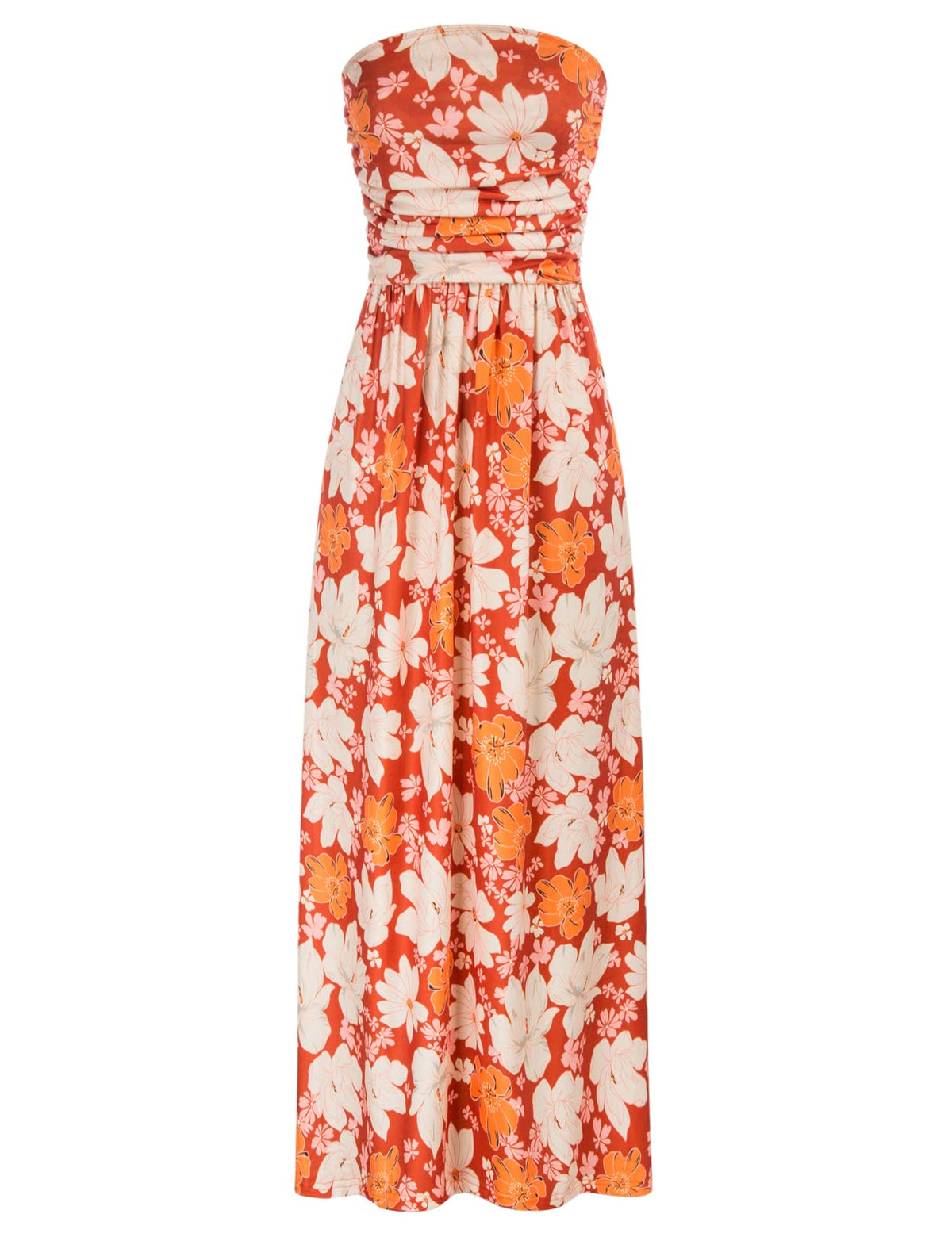 GRACE KARIN Women Strapless Dress Casual Loose Ruched Long Maxi Dress with Pockets