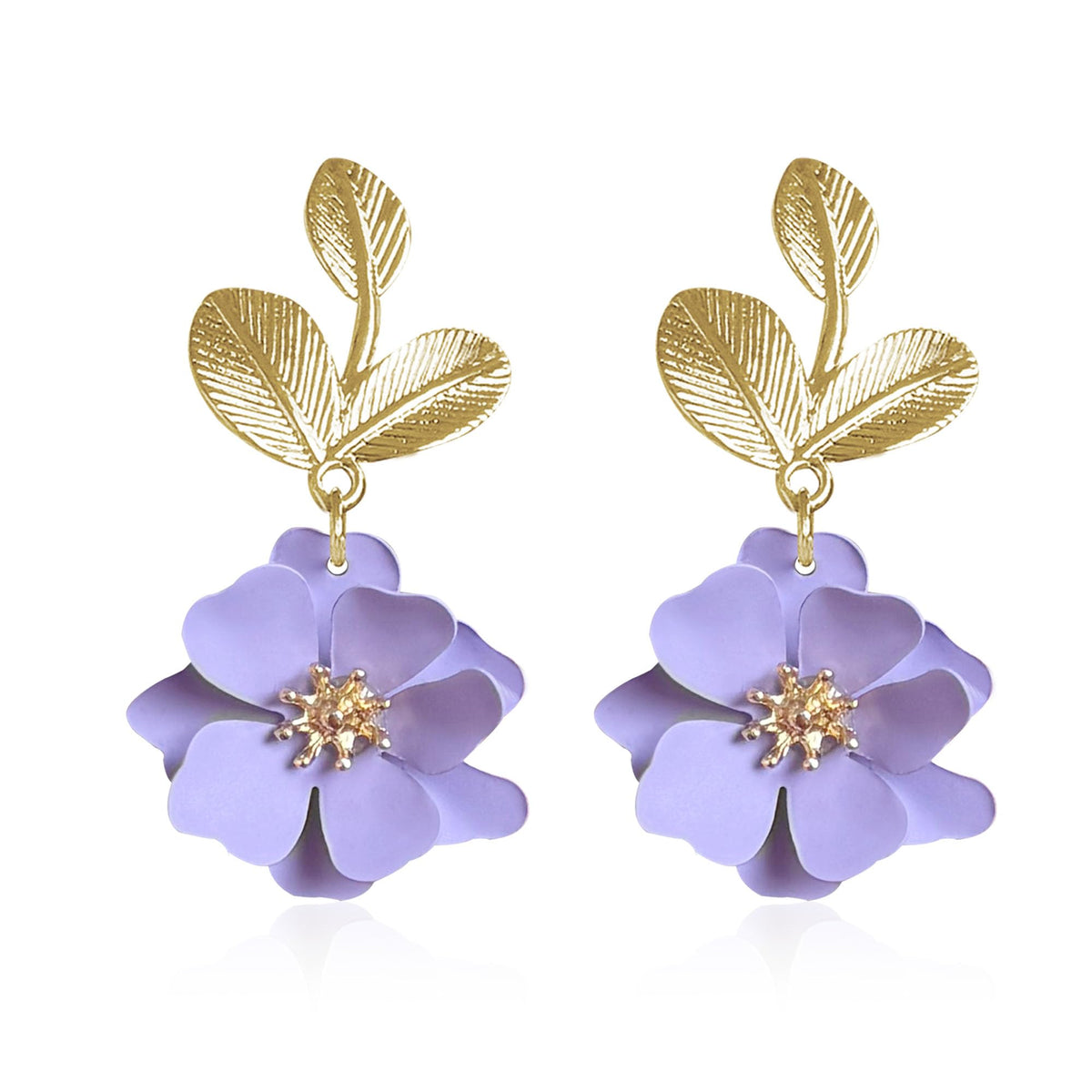 Boho Flower Earrings for Women Cute Dangle Drop Gold Leaf Floral Studs Hook Statement Jewelry Sweet Earrings