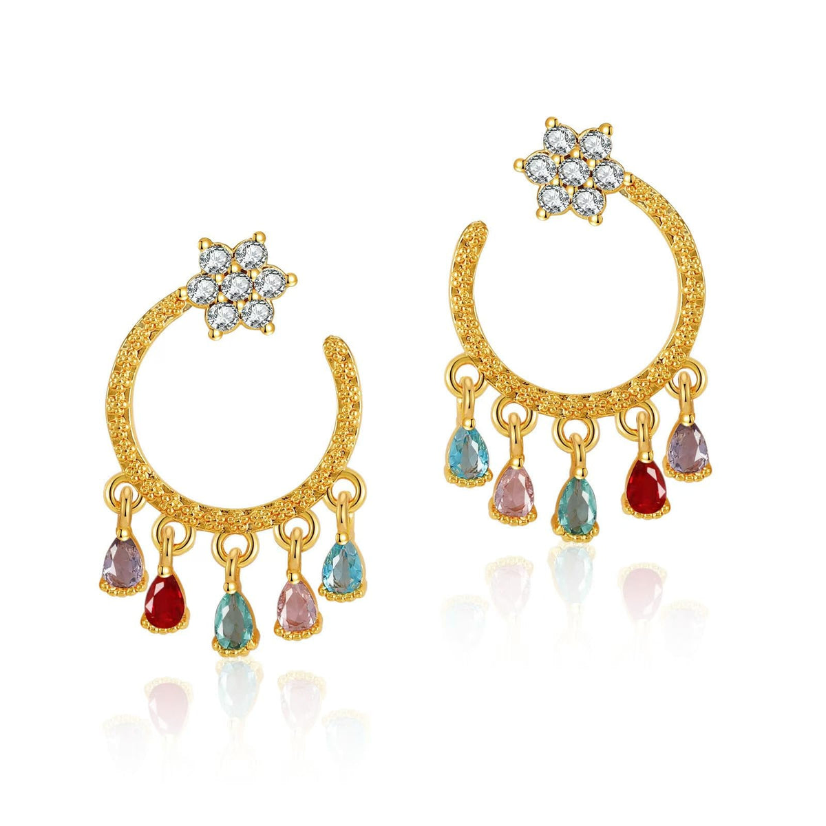 Gold Flower Statement Earrings for Women, Large Chunky Bohomian Summer Beach Floral Earring, Irregular Bold Exaggerated Earrings