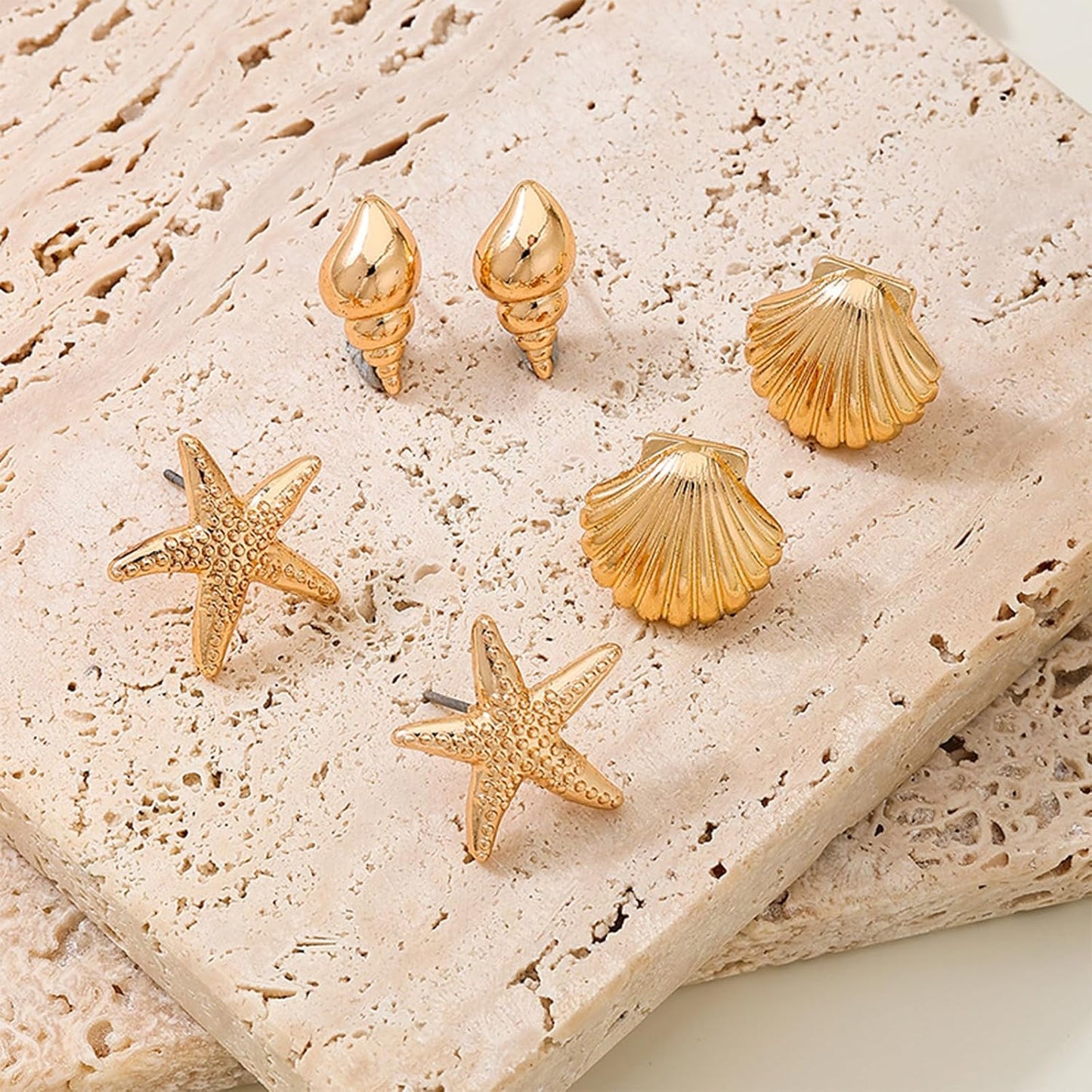 Gold Starfish Shell Earrings for Women with Pearl Beach Seashell Earrings Dangle Summer Vacation Earring for Women Beach Jewelry