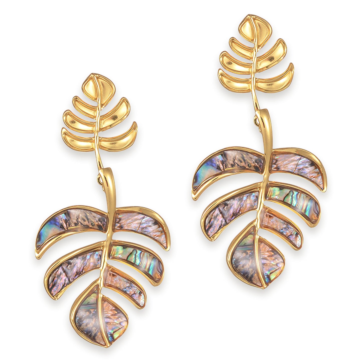Sonateomber Large Gold Leaf Dangle Drop Earrings for Women, Long Statement Acrylic Palm Leaf Resin Dangling Earing Summer Beach Vacation Tropical Accessories Fashion Jewelry Gift