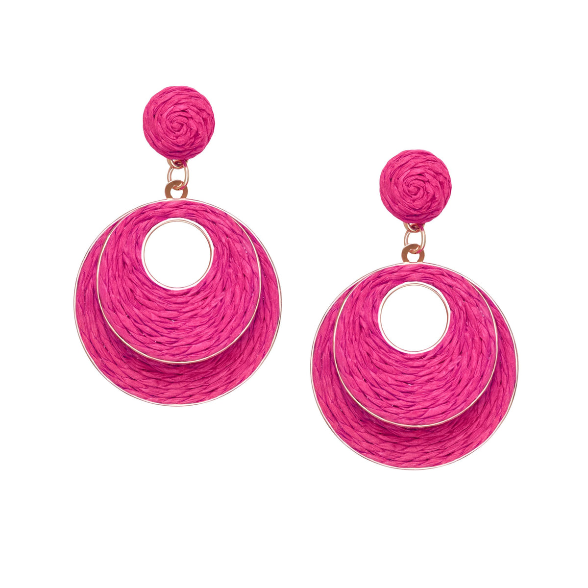 Raffia Hoop Earrings for Women - Boho Straw Wiker Dangle Drop Earrings for Summer Beach, Bohemian Trendy Rattan Jewelry