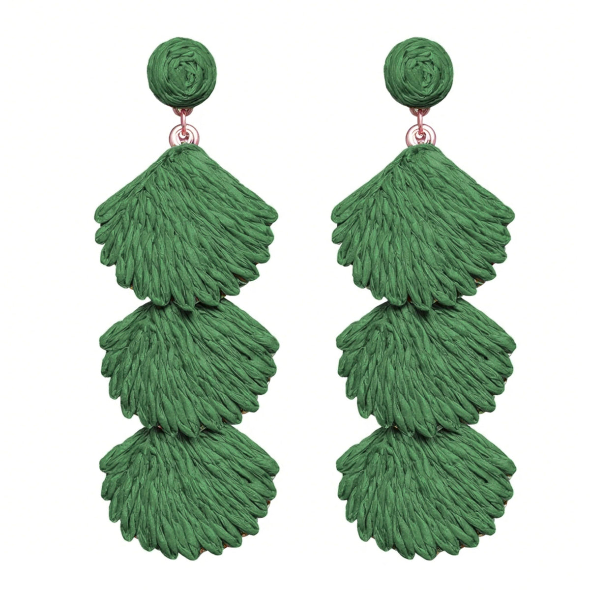 Raffia Dangle Earrings for Women - Boho Statement Rattan Drop Jewelry with Shell Design, Lightweight Summer Beach Trendy Accessories