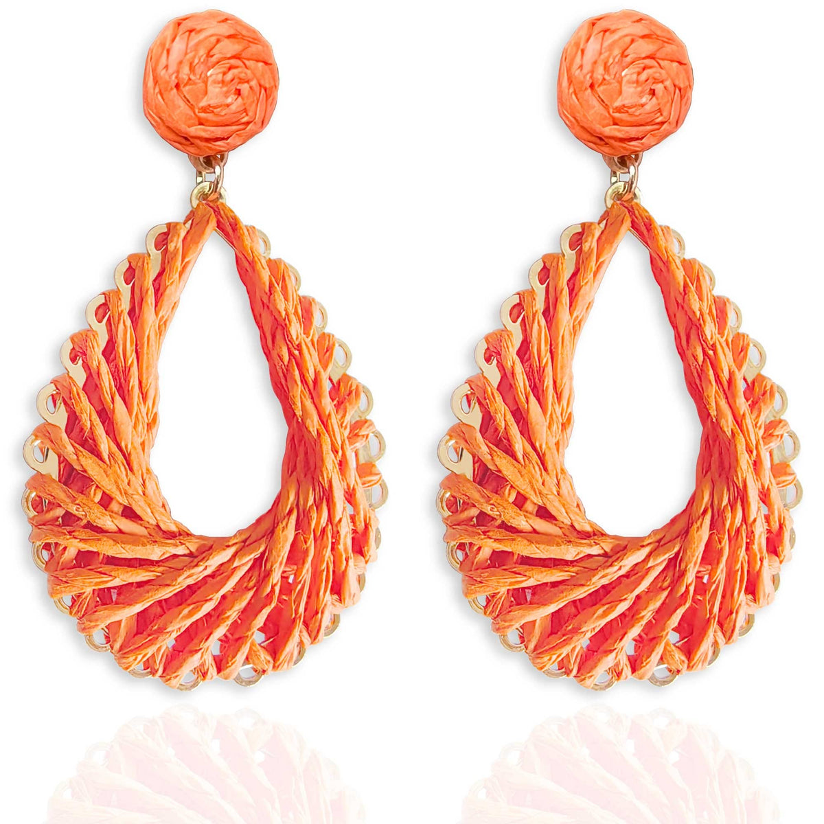 Boho Rattan Drop Earrings Women Raffia Teardrop Earrings Dangle Handmade Hot Pink Summer Earrings Jewelry